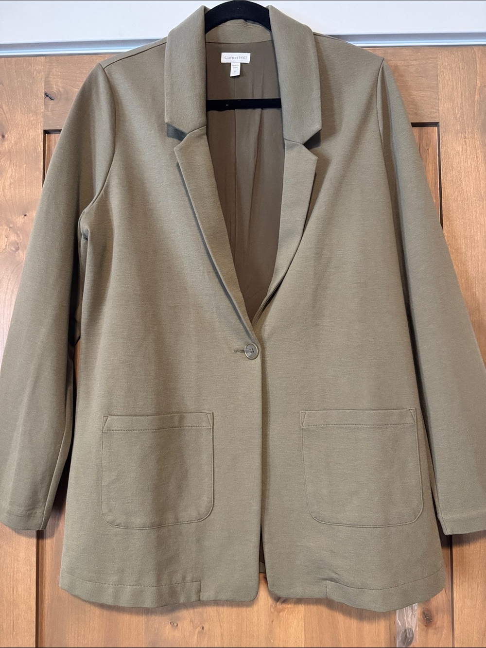 NWT Garnet Hill Olive Knit Relaxed Blazer Womens 10 Wool Blend Fall Career Cozy